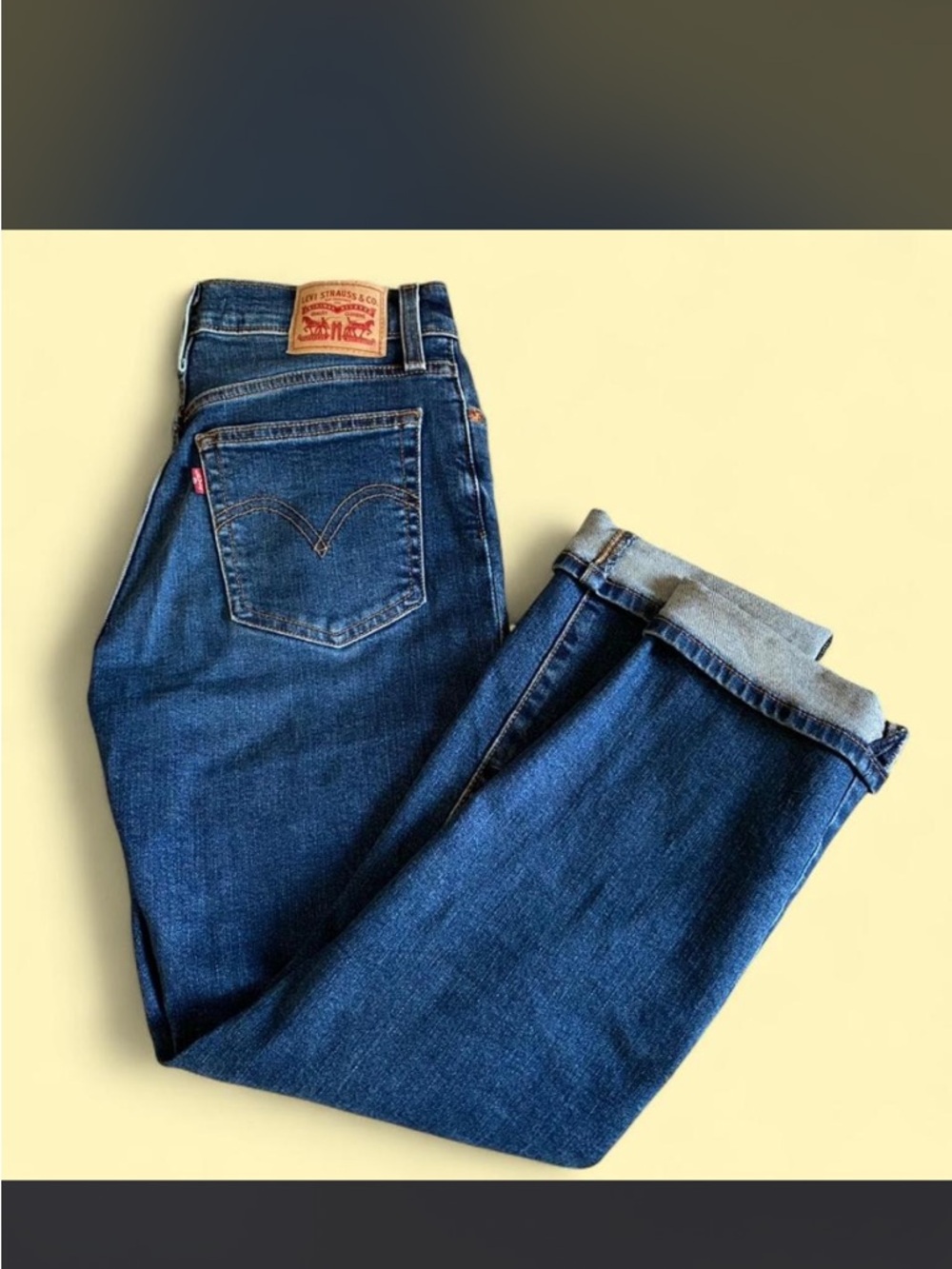 Levi's Women’s Dark Blue High-rise Wedgie Straight Leg Jeans